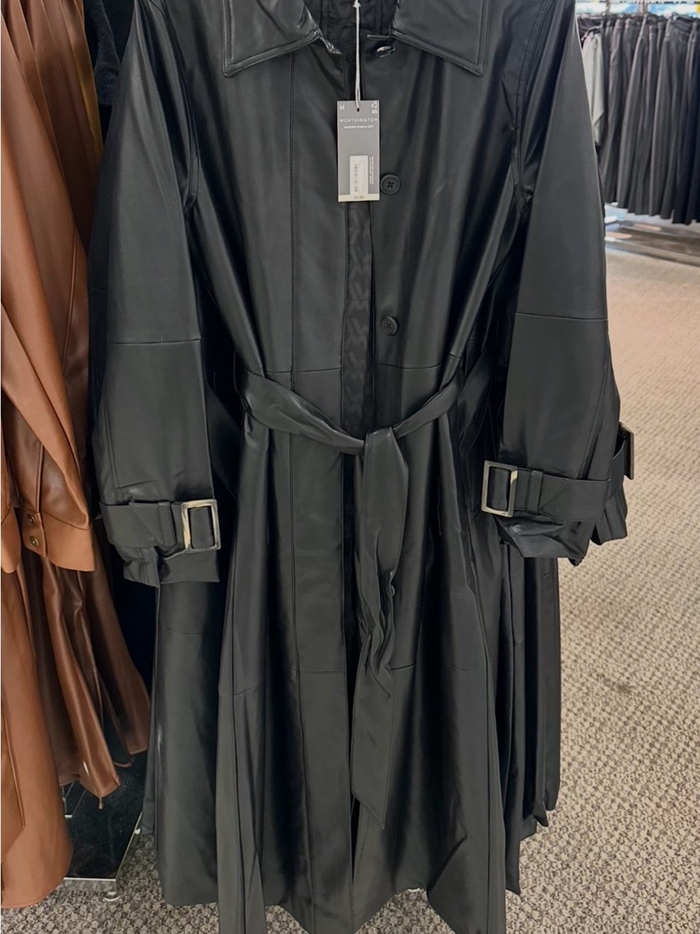 Worthington Black Faux Leather Coat